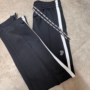 PINK Active Black Track Pants Side Stripe Ankle Zip Joggers Womens S